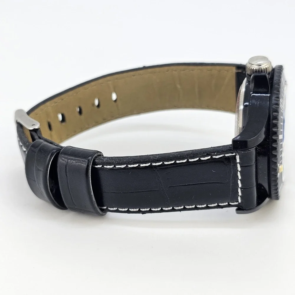 40MM Women's Watch Zebra Dial Black Case Black Leather Bands New Battery‎